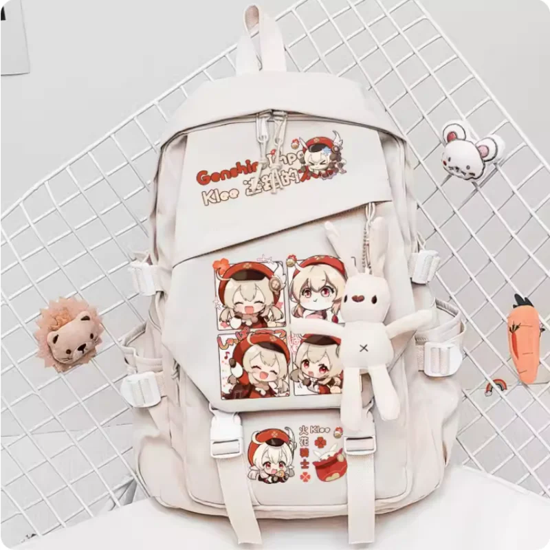 

Anime Genshin Impact Klee Big Capacity High School Backpack Travel Bag Boy Teenager Schoolbag