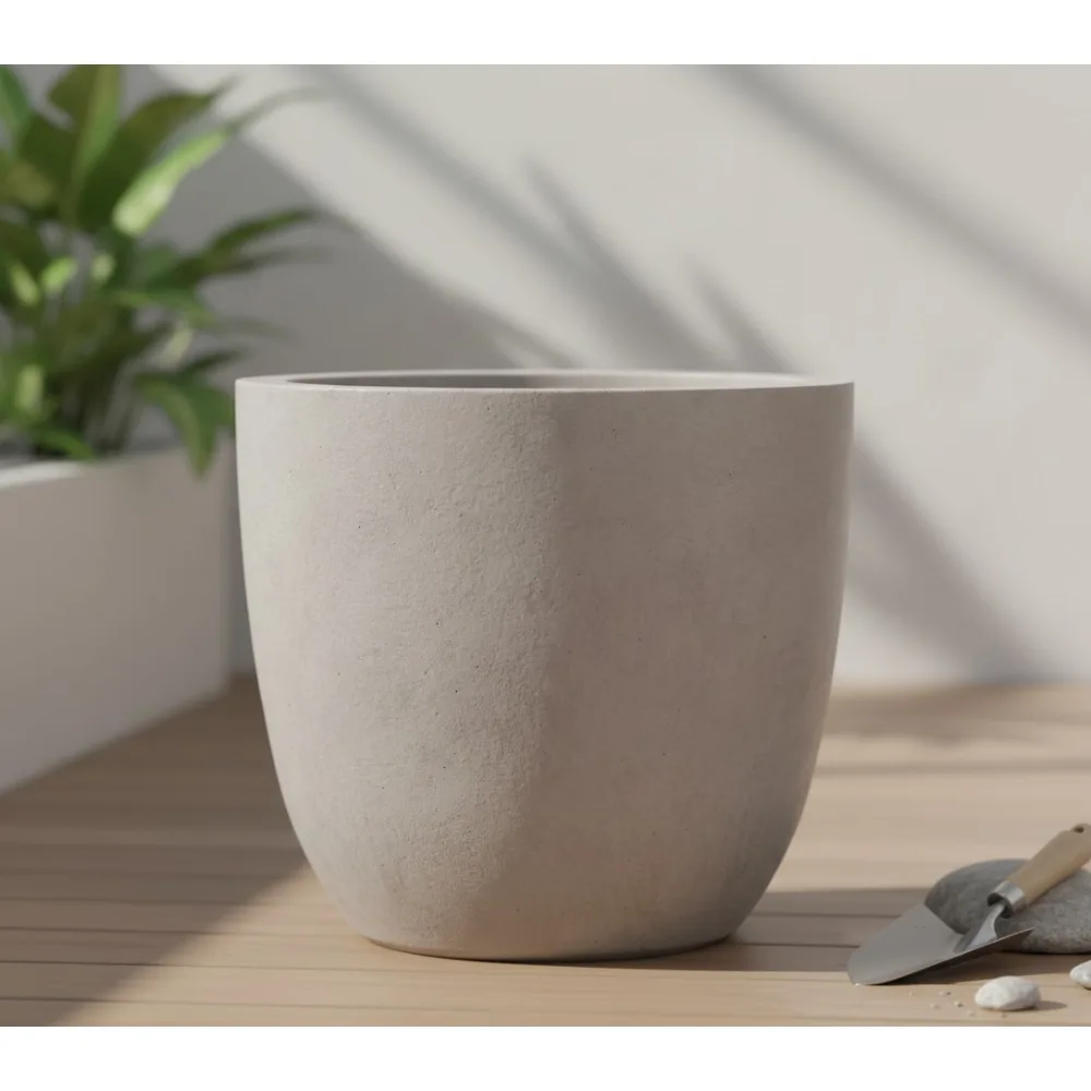 

18-дюймовый круглый бетонный горшок с дренажным отверстием, большой горшок для растений в помещении и на открытом воздухе для декора домашнего сада и патио