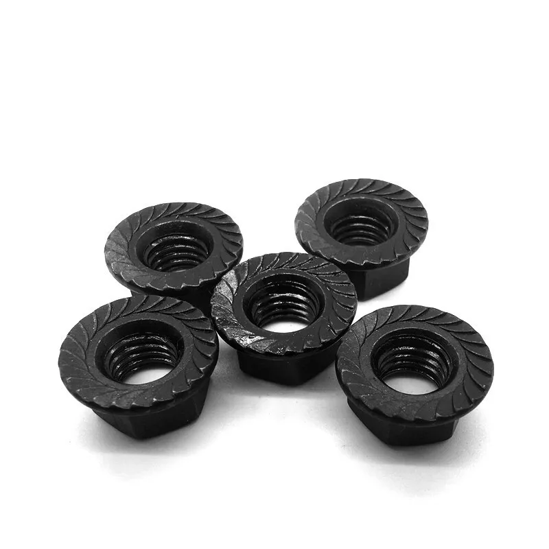 

High Quality 2-10pcs M3 M4 M5 M6 M8 M10 M12 High Quality Black Hex Head Serrated Spinlock Flange Nut Locknut DIN6923