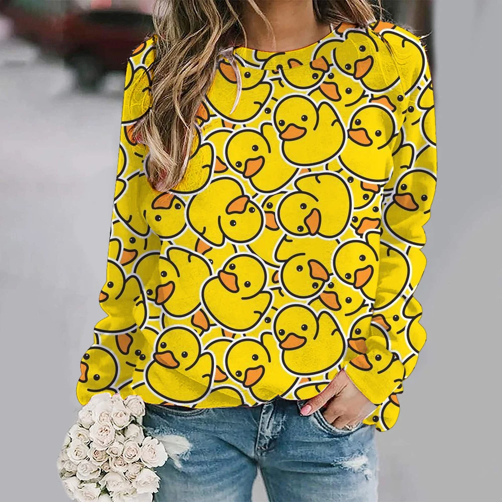 Sudadera con capucha de pato y Panda para mujer, ropa de calle con estampado 3D de animales bonitos, jersey de gran tamaño con cuello redondo, ropa