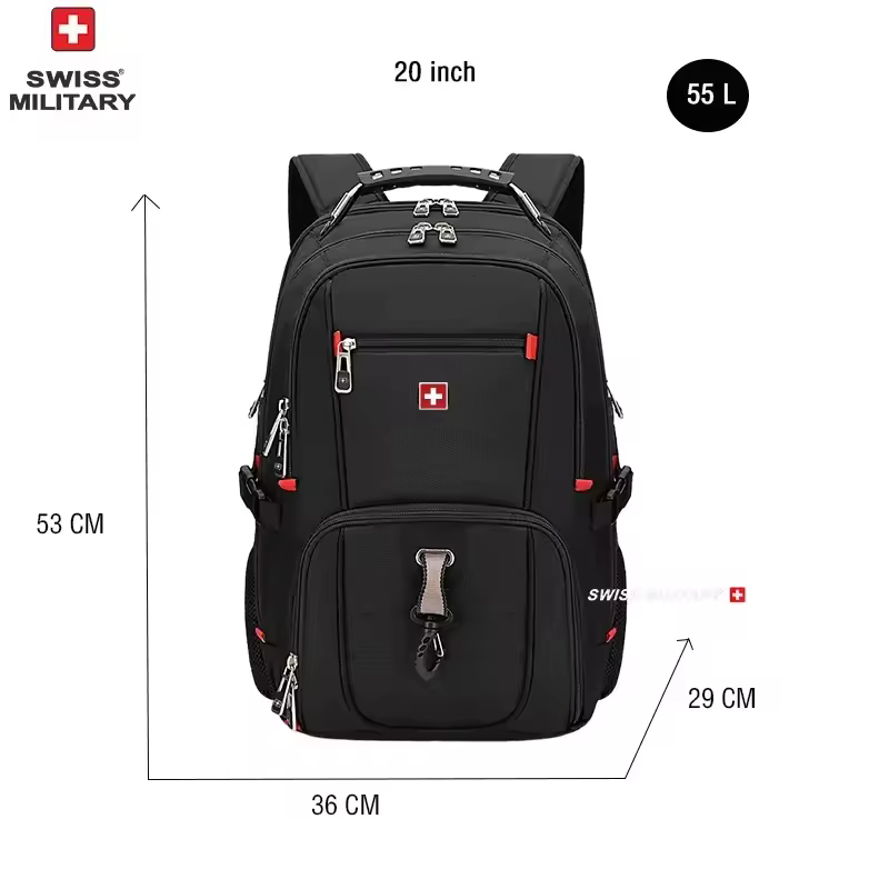 SWISS 17" Laptop Backpack Waterproof USB Charge Port Swiss-style Multifunctional Rucksack Schoolbag Mochila Hiking Travel bag - Image 8