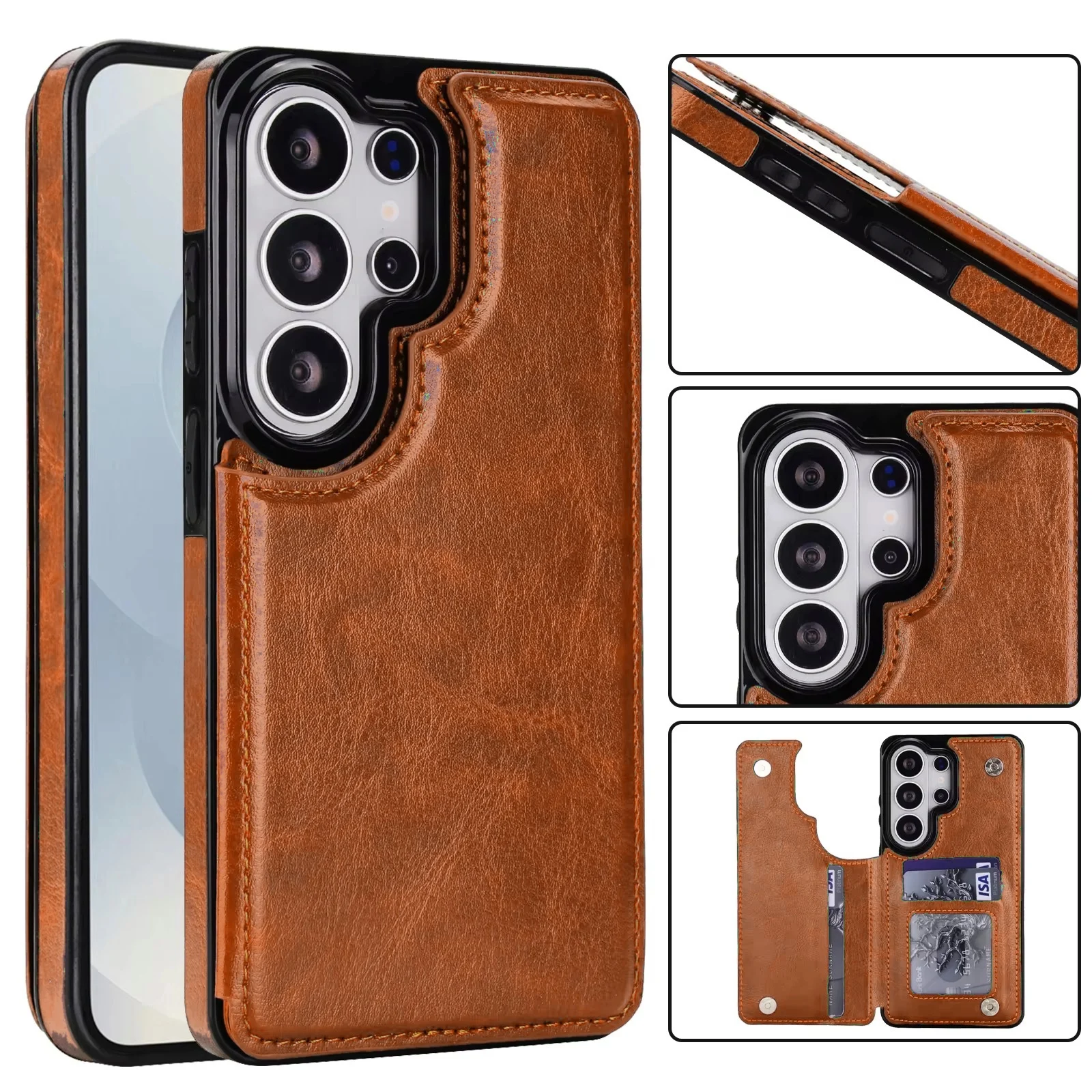 PU Leather Wallet Case For Samsung Galaxy S26 Ultra S26 Plus S26Ultra Cover Multi Card Holder Coque Slim Protective Phone Cases