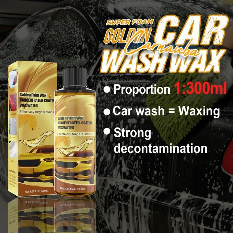 3-in-1 Golden Carnauba Car Wash Wax Car Paint Care 100ml Polishing Paste Hydrophobic Quick Coat Wax Car Care Kit Dropshipping