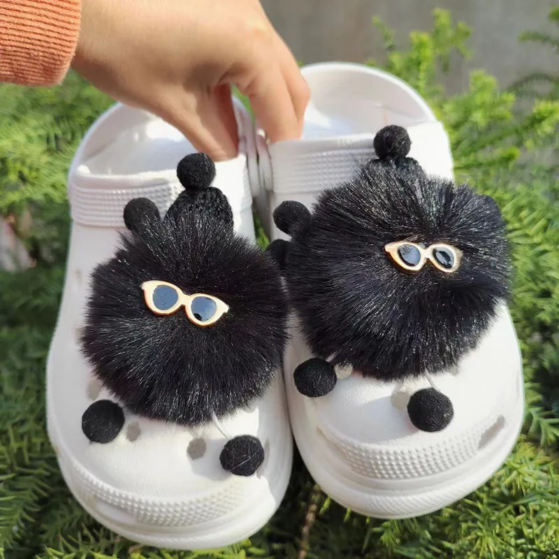 2024 New DIY Plush Ball Hole Shoes Charms Shoe Accessories Cute Fur Ball Elf Detachable Shoe Flower Shoe Buckle Hot sales