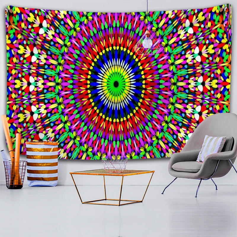 

Colorful Print Witchcraft Mandala Tapestry Art Wall Hanging Hippie Wall Rug Dorm Decor Blanket Home Decor