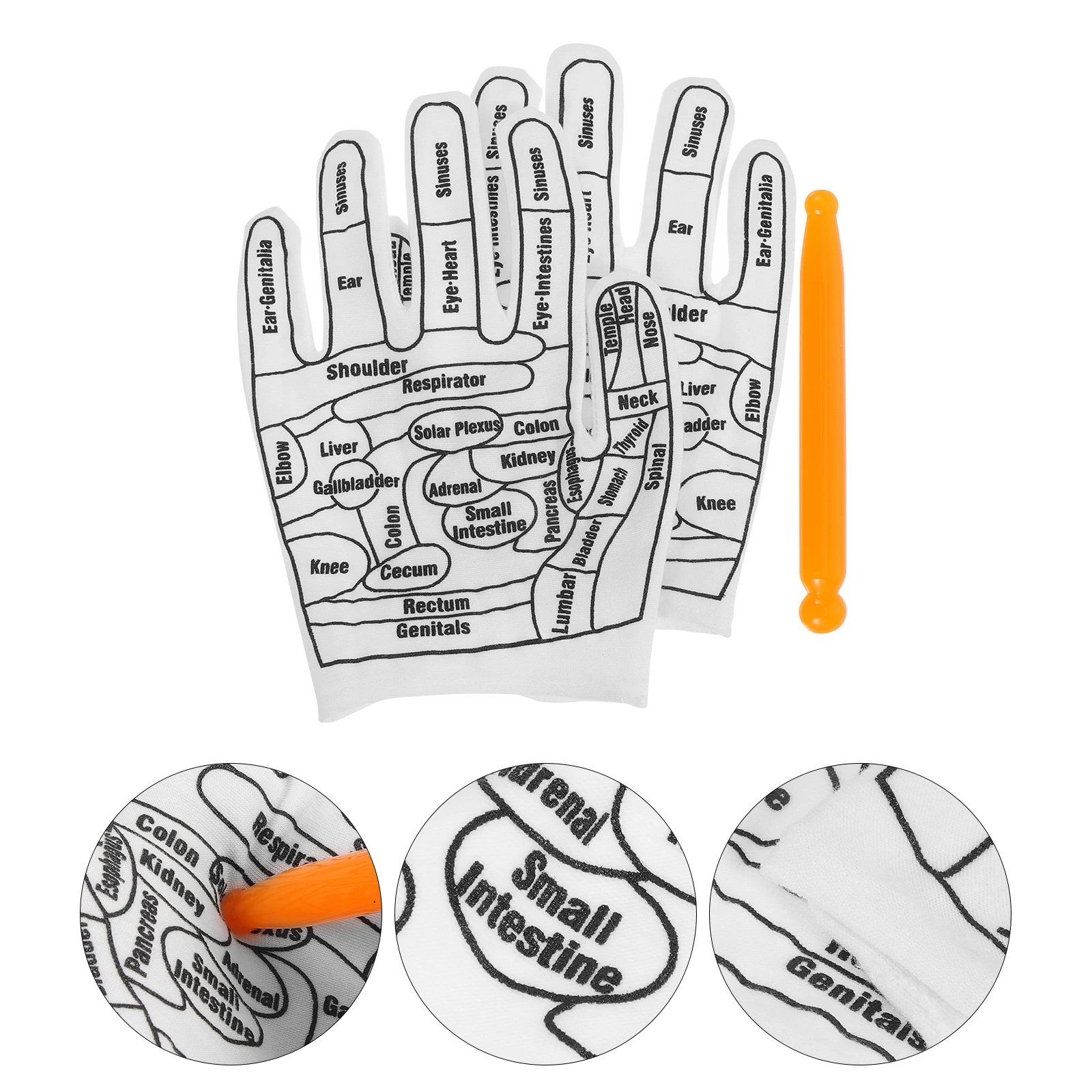 

1 set Massage Gloves Acupressure Printed Palm Massager Elastic Fiber Hand Reflexology Tools Portable Reusable For Women Men