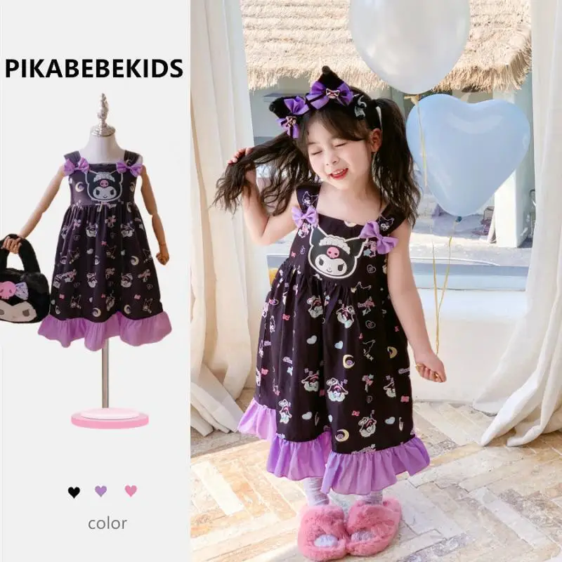 

Sanrio Dress Kuromi T-Shirt My Melody Hello Kitty Dress Kawaii Girl Clothing Anime Outdoors Casual Dress Festival Birthday Gift