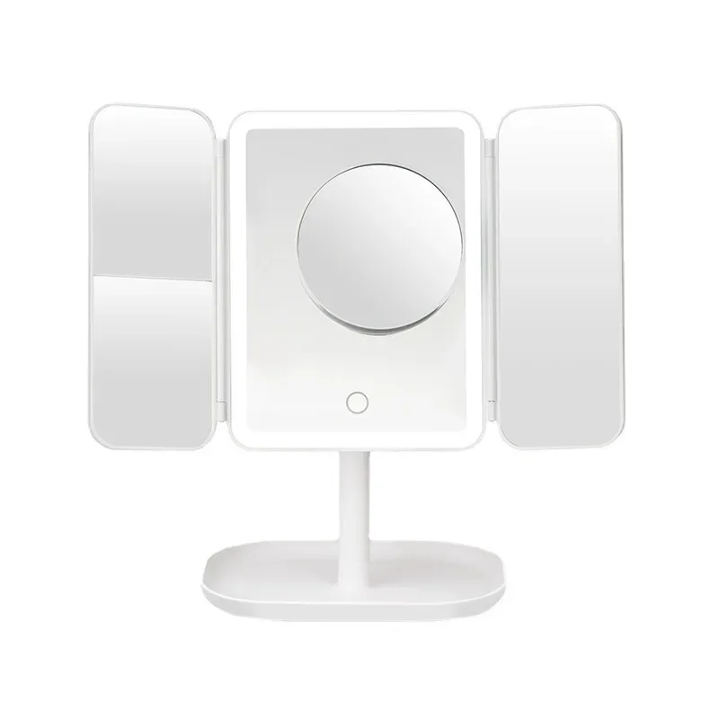 Tri-make-upspiegel met slim complementair invullicht, LED-verlichting, schoonheid in de slaapzaal Verlicht uw driebladige spiegel