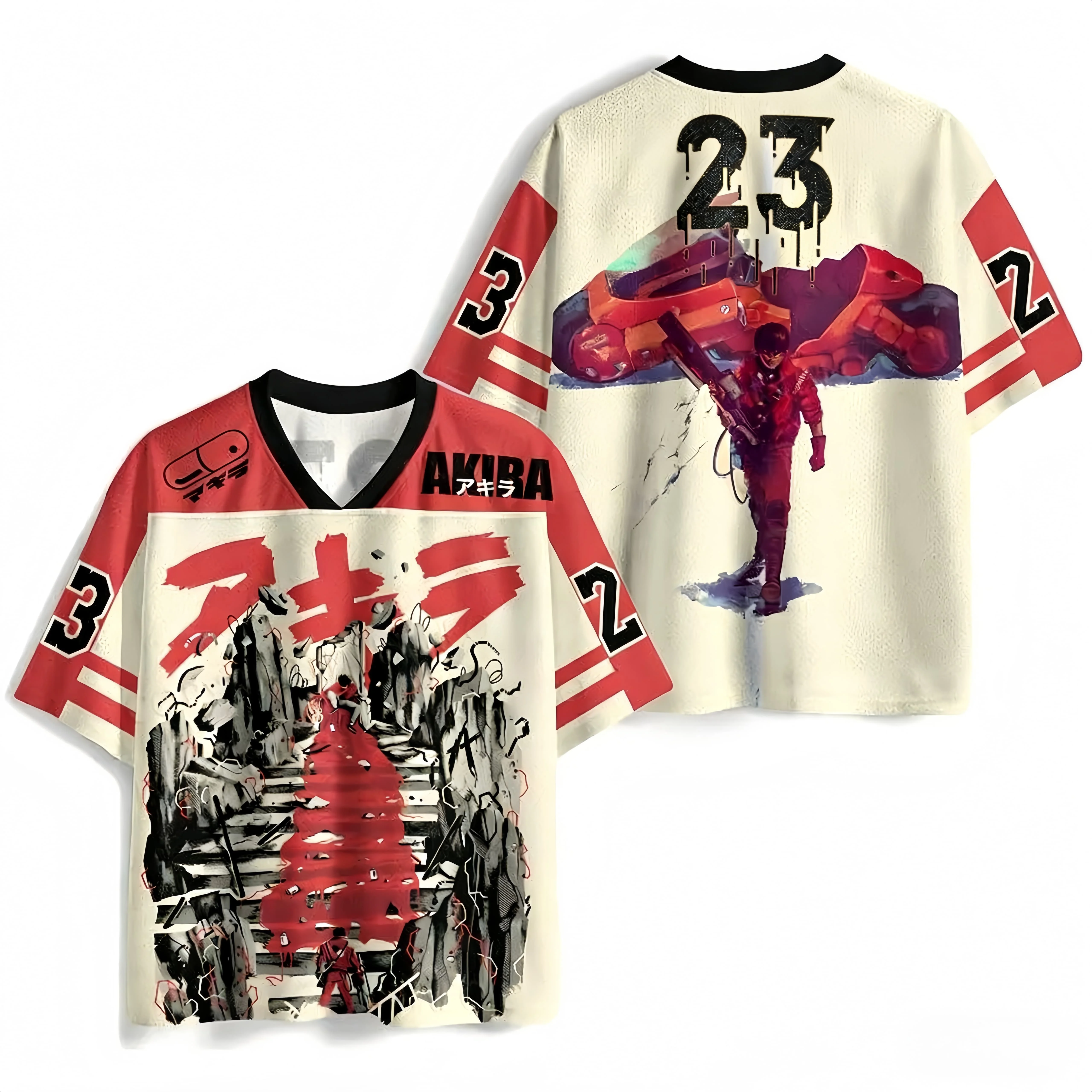 Top Selling Anime Soccer Suit with Comic Style 3D Printing, V-neck