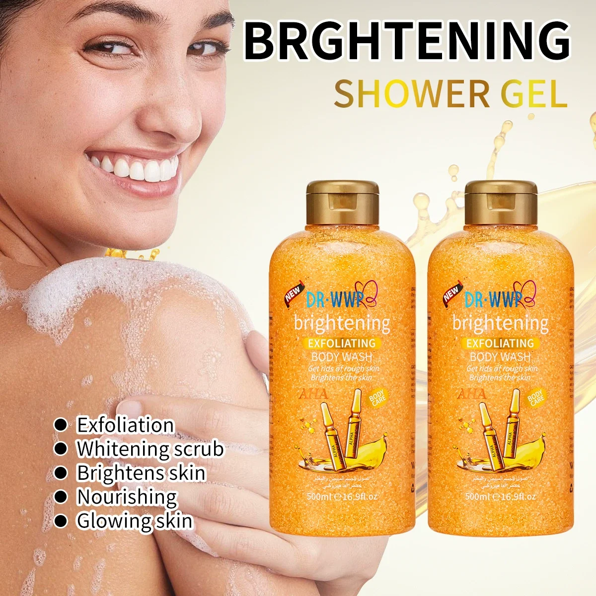 500ML Wholesale in Stock 1000ml VC Turmeric Body Scrub Shower Gel Skin Cleansing Moisturizing Brightening Body Wash