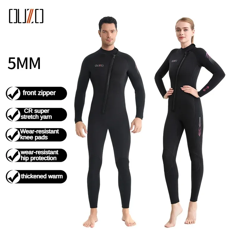 5mm diving suit  CR super elastic padded cold-proof warm one-piece surfing suit snorkeling wet suit  for men and women