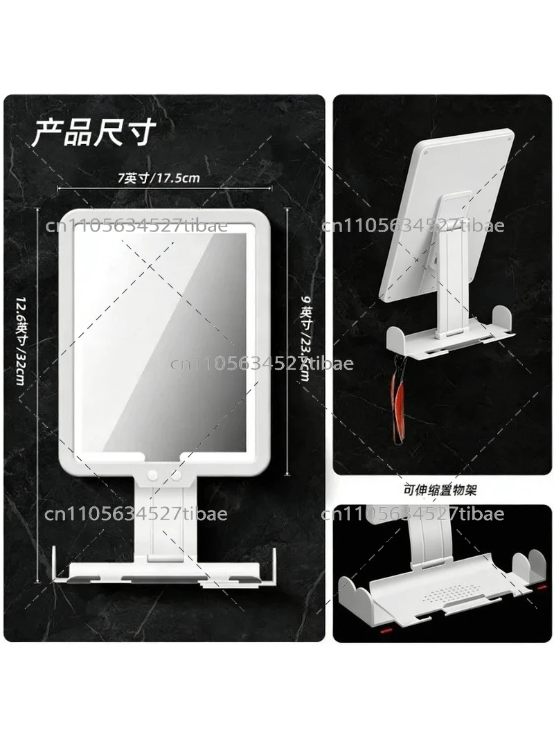 Heating anti-fog shaving bathroom mirror smart led light wall-mounted cosmetic mirror with light charging model