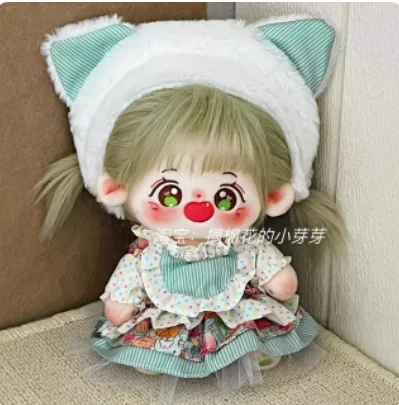 Vestido Verde Doce Listrado Mori Cat com Faixa de Cabelo, Roupa Kawaii, Roupa de 20cm, Roupas Cosplay Kawaii, Presente das Meninas