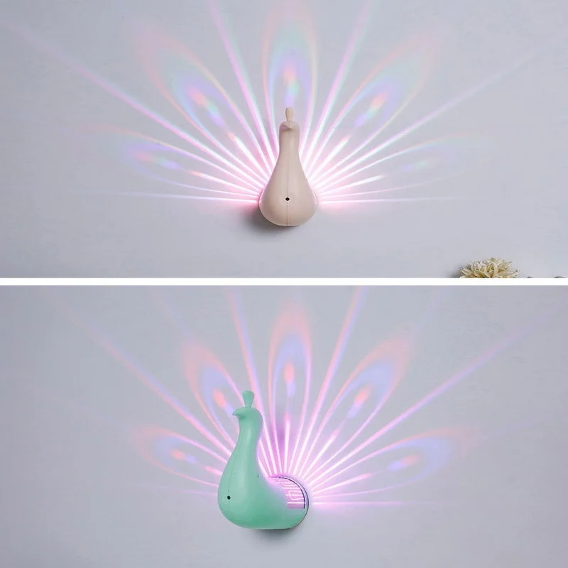 Lampa projektora Led Peacock lampka nocna pilot Mini lampa ścienna Peacock Rgb lampa kolorowa lampa dekoracyjna