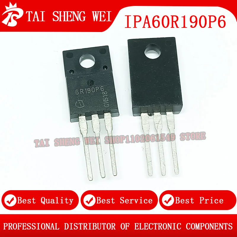 10PCS 6R190P6 IPA60R190P6 TO-220 TO-220F 650V 57A N-Channel MOSFET Transistor