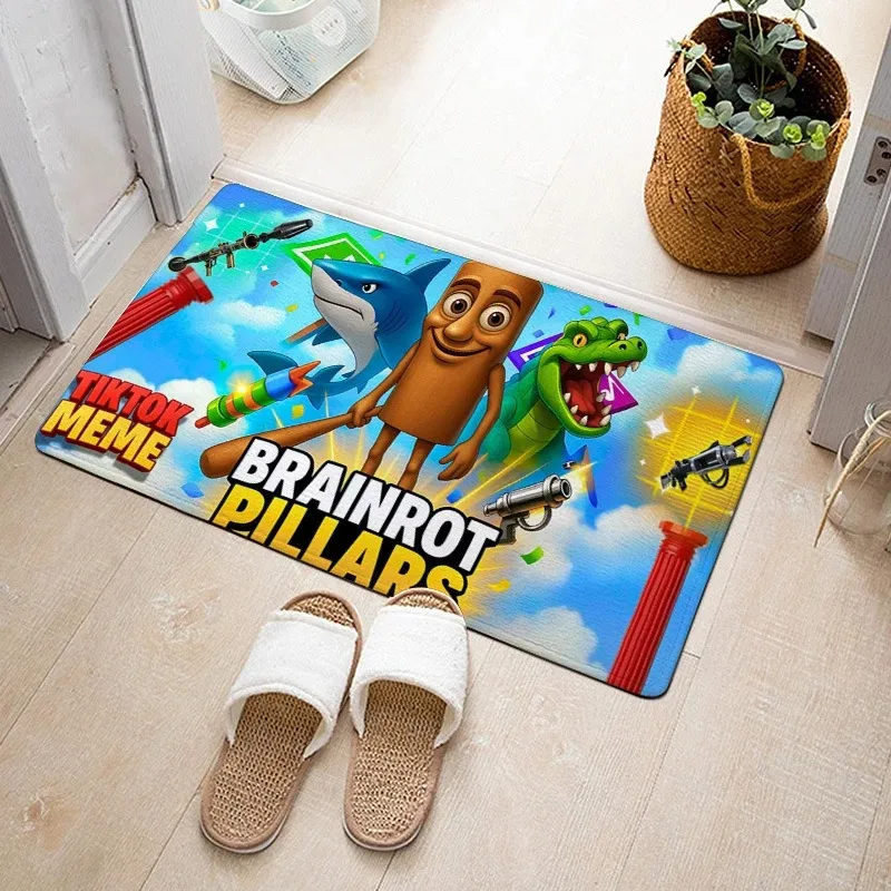 BRAINROT BOXFIGHTS السجاد حصيرة البساط الكرتون القرش التمساح الطائرة TikTok ميمي ديكور المنزل متعة لعبة نمط الكلمة حصيرة ترحيب حصيرة