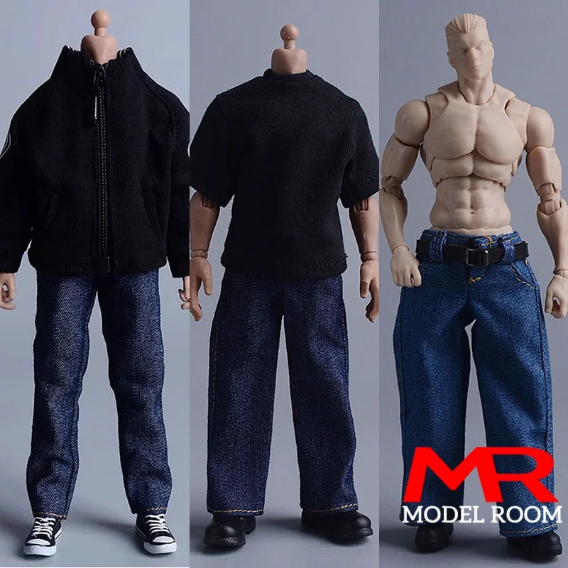 ATStory Maßstab 1:12 Männliche Jeans mit geradem Bein und weitem Bein, Denim-Hosen, Kleidung, Modell, passend für 6'' Notaman Soldier Action-Figur-Körperpuppen
