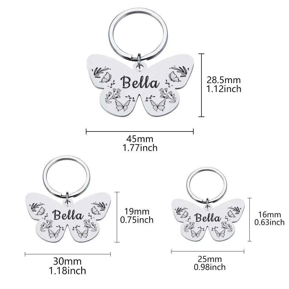 Personalized Dog Collar Tag Color Butterfly Pendant for Dog Medal with Engraving Name Number Customized Kitten Puppy Accessories