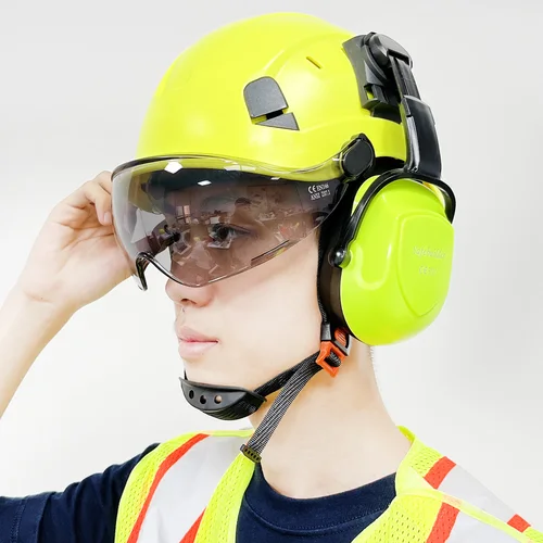 Imagen 2 del producto DARLINGWELL-casco de seguridad con gafas para construcción, ingeniero con visera de orejera, gorra de trabajo, ABS, ANSI Industrial