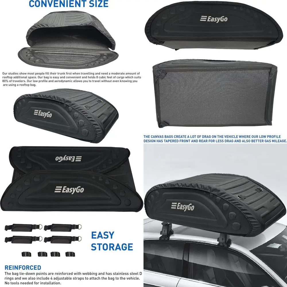 

Aero-Design Soft Roof Cargo Bag for SUVs - Rackless Fit, Adjustable Straps, 8 Cubic Ft Capacity, Compact Storage