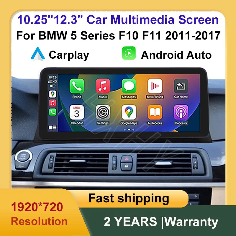 Android Auto Inalámbrico CarPlay para BMW Serie 5 520i F10 F11 CIC/NBT 2013-2017 Pantalla Táctil Multimedia para Auto