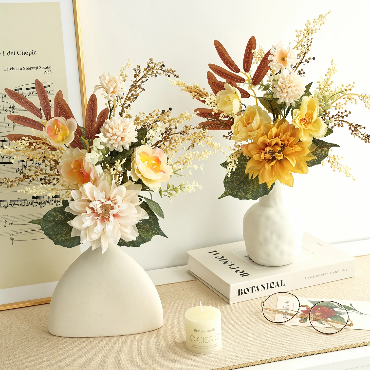 Künstliche Blumen, Seiden-Dahlie, Kamelie, Kugel-Chrysanthemen, für Zuhause, Zimmer, Tisch, Hochzeitskranz, künstliche Pflanzen, Vasen-Dekoration, Garten, DIY-Geschenke – Detail 6
