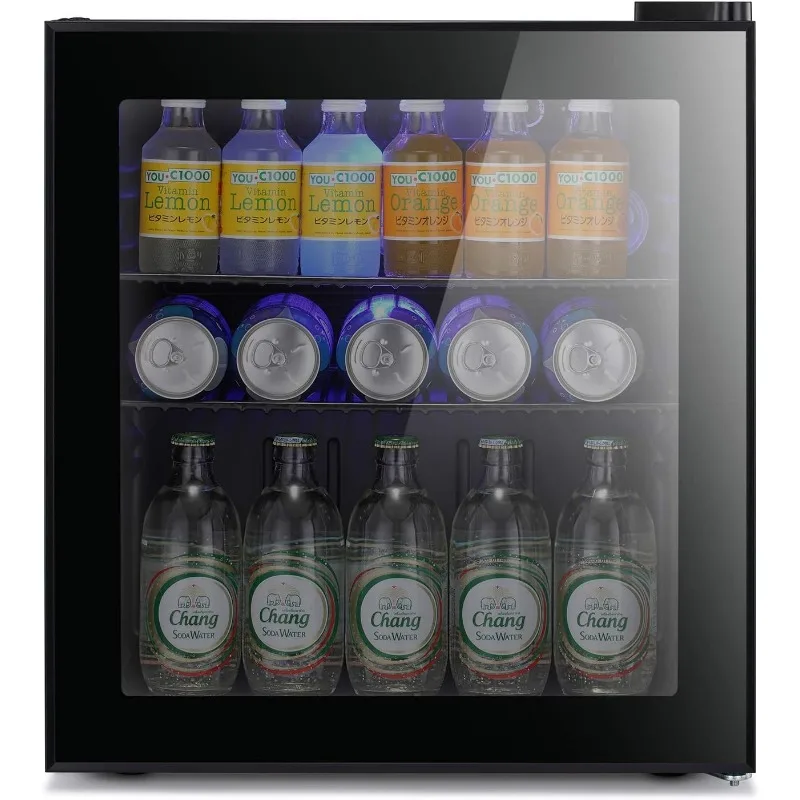 

Antarctic Star Mini Fridge Cooler - 70 Can Beverage Refrigerator Black Glass Door for Beer Soda or Wine –Small Drink Dispenser