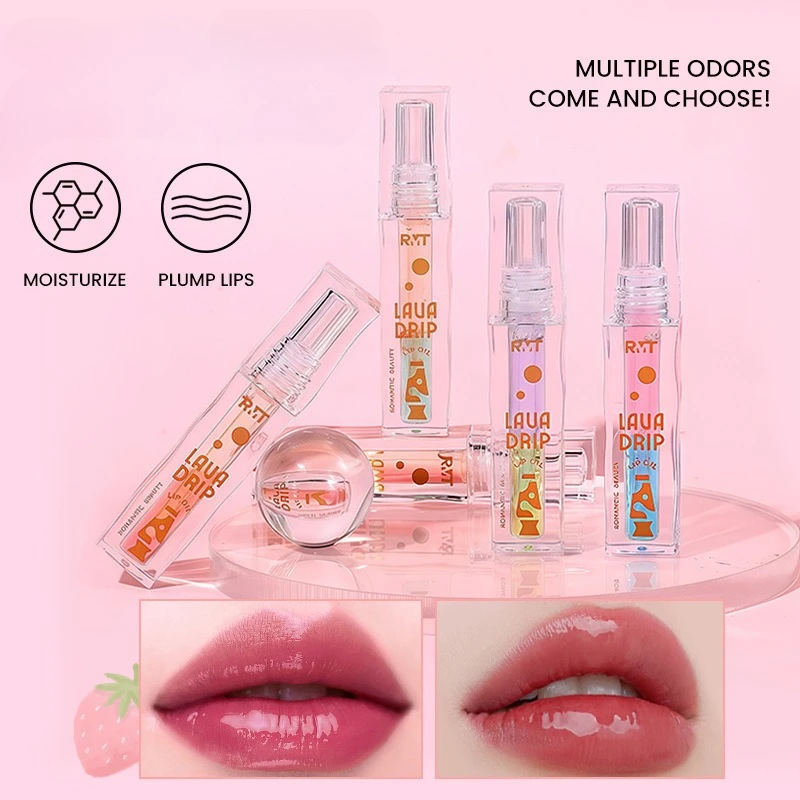 Transparent Lip Oil with 2 Color Tints Hydrating Moisturizing Nourishing Formula for Dry Lips Care Repair Lip Treatment Beauty