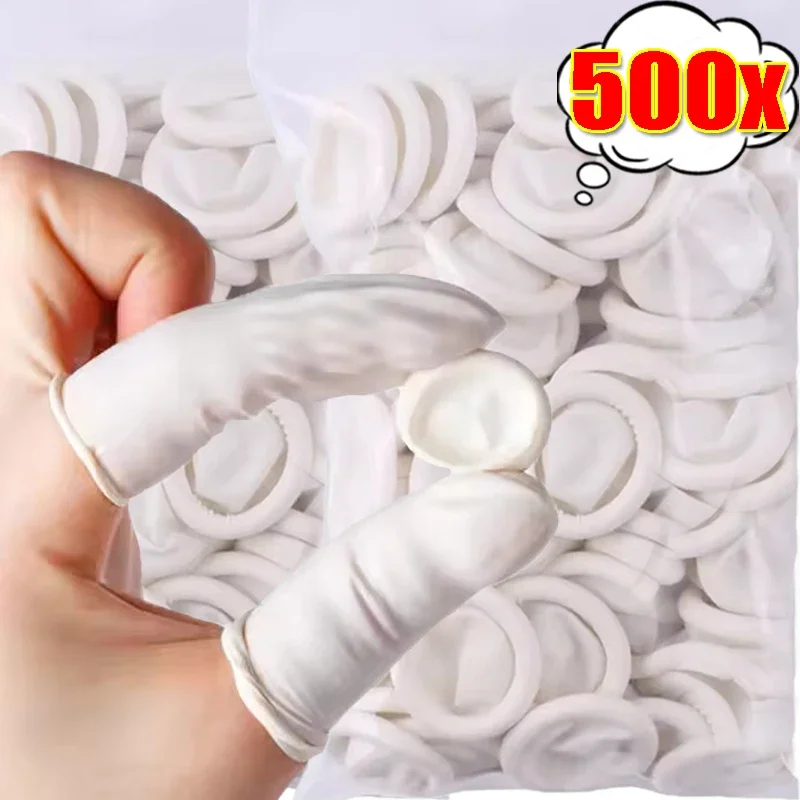 100-500Pcs Disposable Latex Finger Cots Natural Rubber Non-slip Thumb Protectors Anti-static Fingertip Protective Cover Gloves