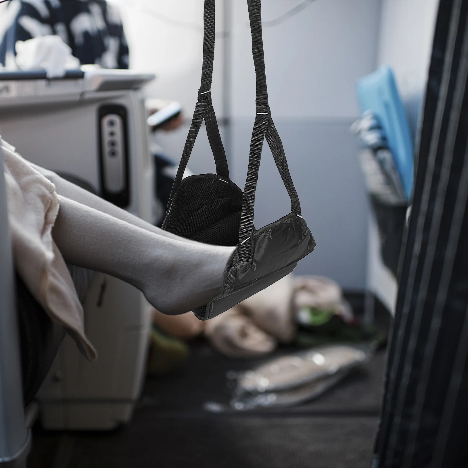 

Adjustable Airplane Footrest Hammock Portable Travel Leg Rest Comfortable Oxford Cloth Prevent Numbness Multifunctional