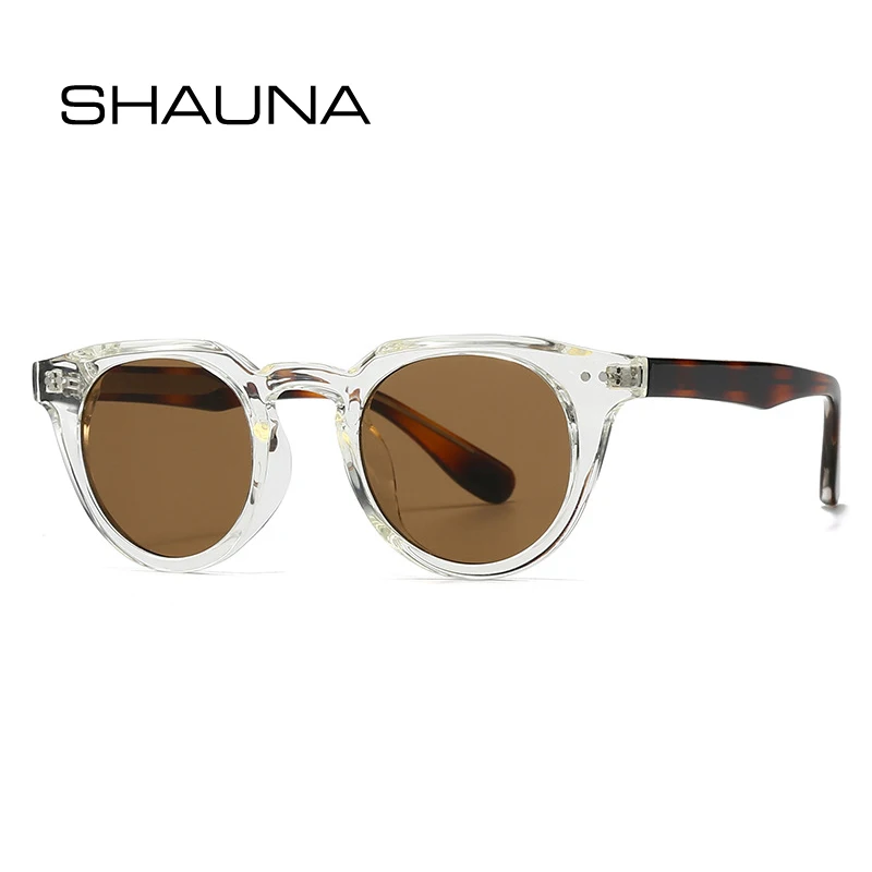 

SHAUNA New Round Women Luxury Sunglasses Shades UV400 Retro Rivets Men Sun Glasses