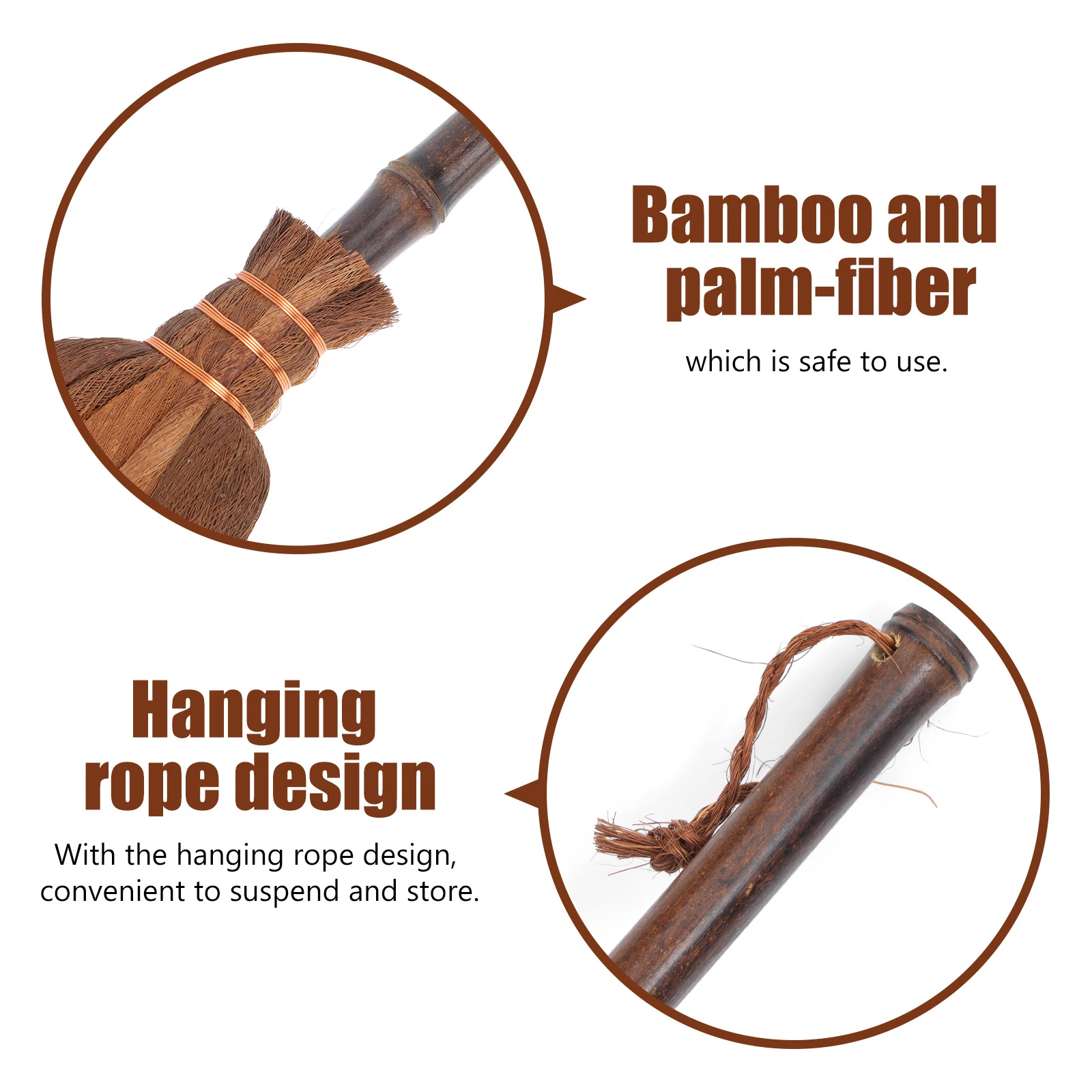 

1Pcs Broom Tool Natural Palm-Made Broom Durable Reliable Material Lightweight Design Compact Size Hanging Rope Design Convenient