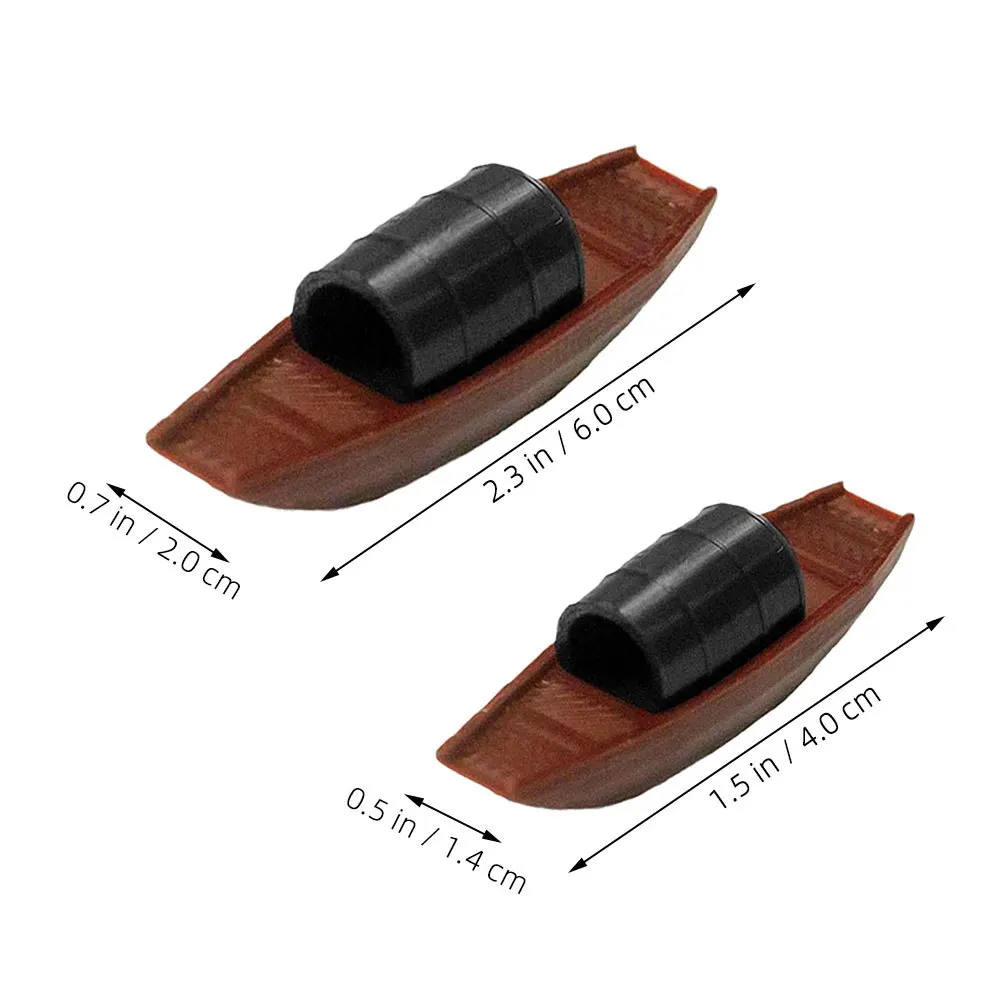 2 pçs mini barco de pesca rústico marinho micro paisagem ornamento para desktop bonsai decoração escritório em casa mesa