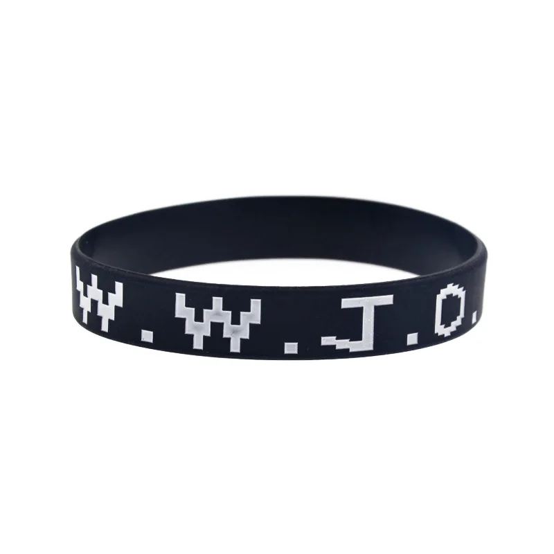50 Stück WWJD Silikonarmband 1/2 Zoll breit, christliches Jesus-Armband, Jelly-Farbe, Unisex-Armband für Erwachsene – Detail 1