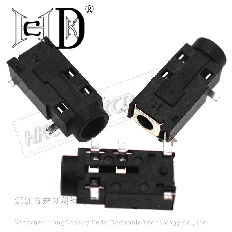 

10PCS 3.5mm headphone socket 5-pin SMT with switch audio jack PJ-381 PJ381 stereo connector head mounted connector