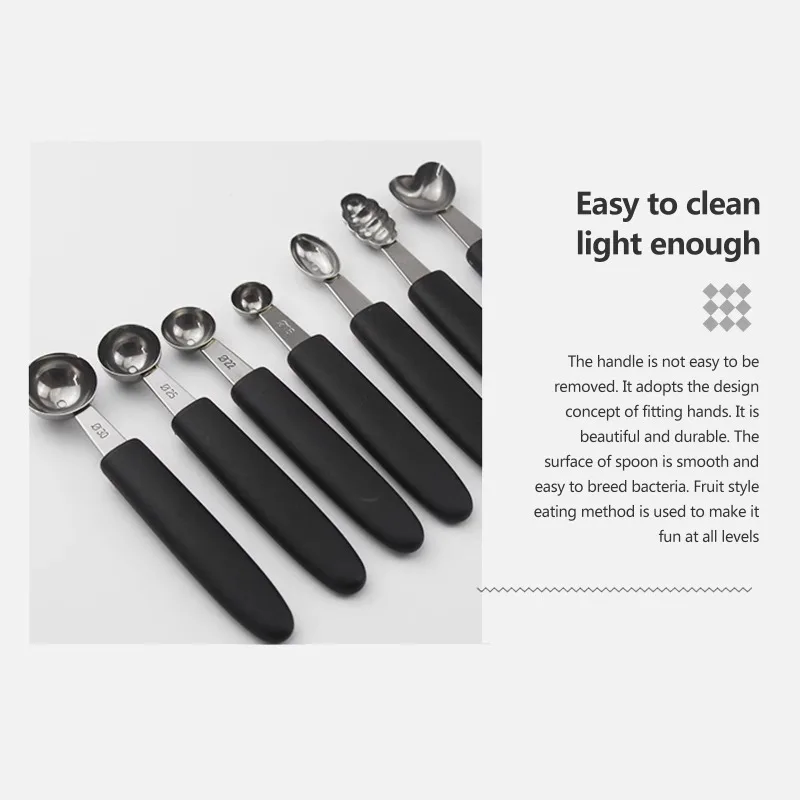Stainless Steel Ice Cream Scoop Set, 7-Piece Stainless Scoop Set - 7pcs Fruit Dessert Tools for Kitchen for Ice Cream, Fruits