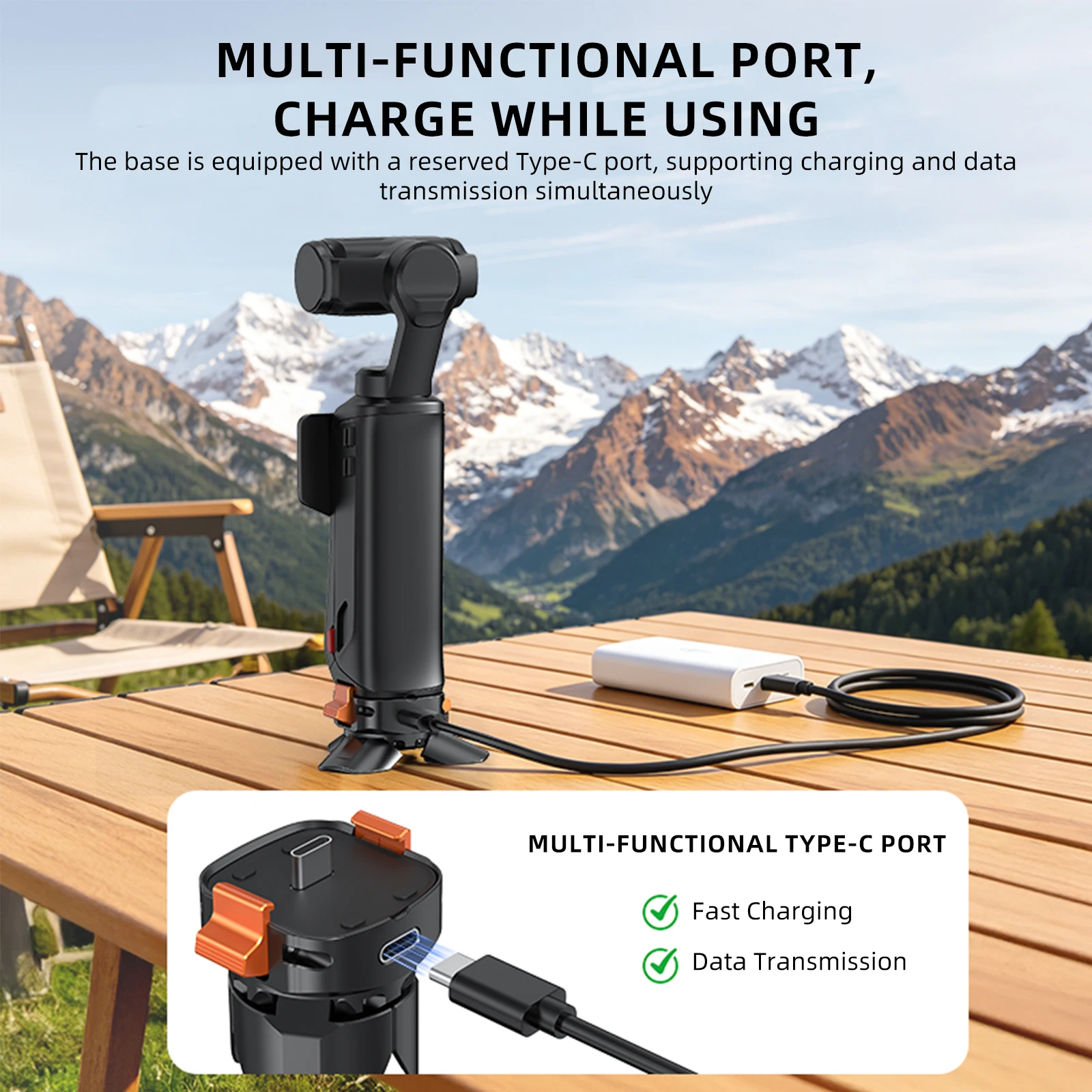 VRIG TP-42 Magnetyczny Statyw z Szybkim Złączem do Insta360 Luna Ultra, Ładowanie Type-C, Mini Stojak Biurkowy, Akcesoria do Kamer Sportowych — zdjęcie produktu 4