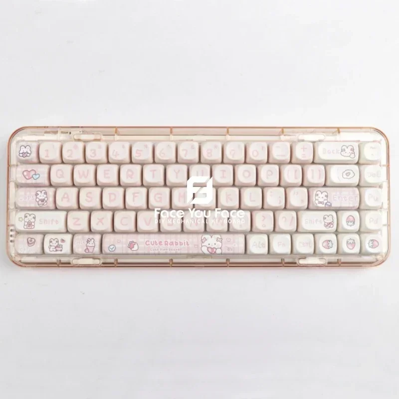 144 Keys/set Snack Rabbit Key Cap Cute Cartoon MOA Profile PBT Thermal Sublimation Mechanical Keyboard for Customization