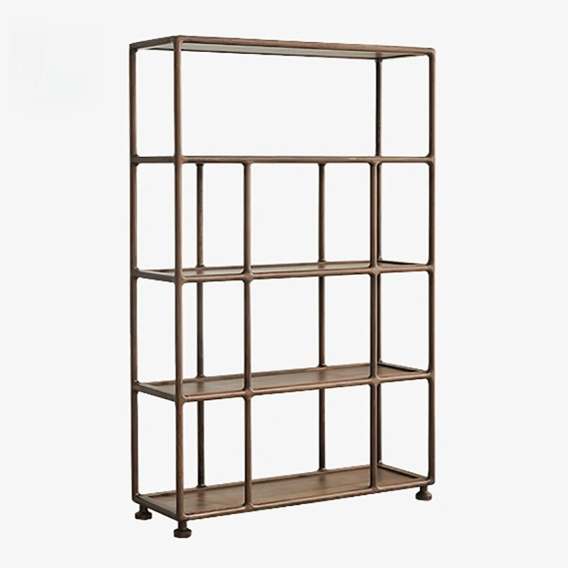 New Chinese black walnut bookshelf, floor-to-ceiling all-solid wood shelf free combination modern display cabinet