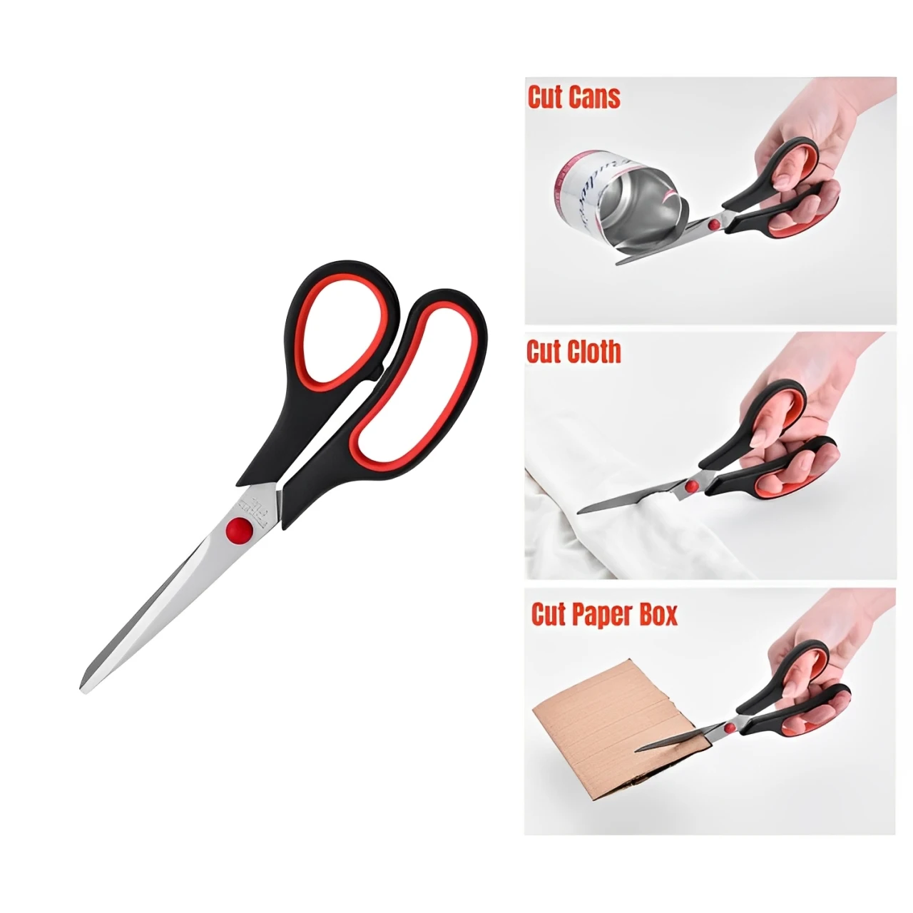 Stainless Steel Scissors,Office Scissors with Comfortable Rubber and Plastic Material Grip Multipurpose Home Scissors Hand Tools