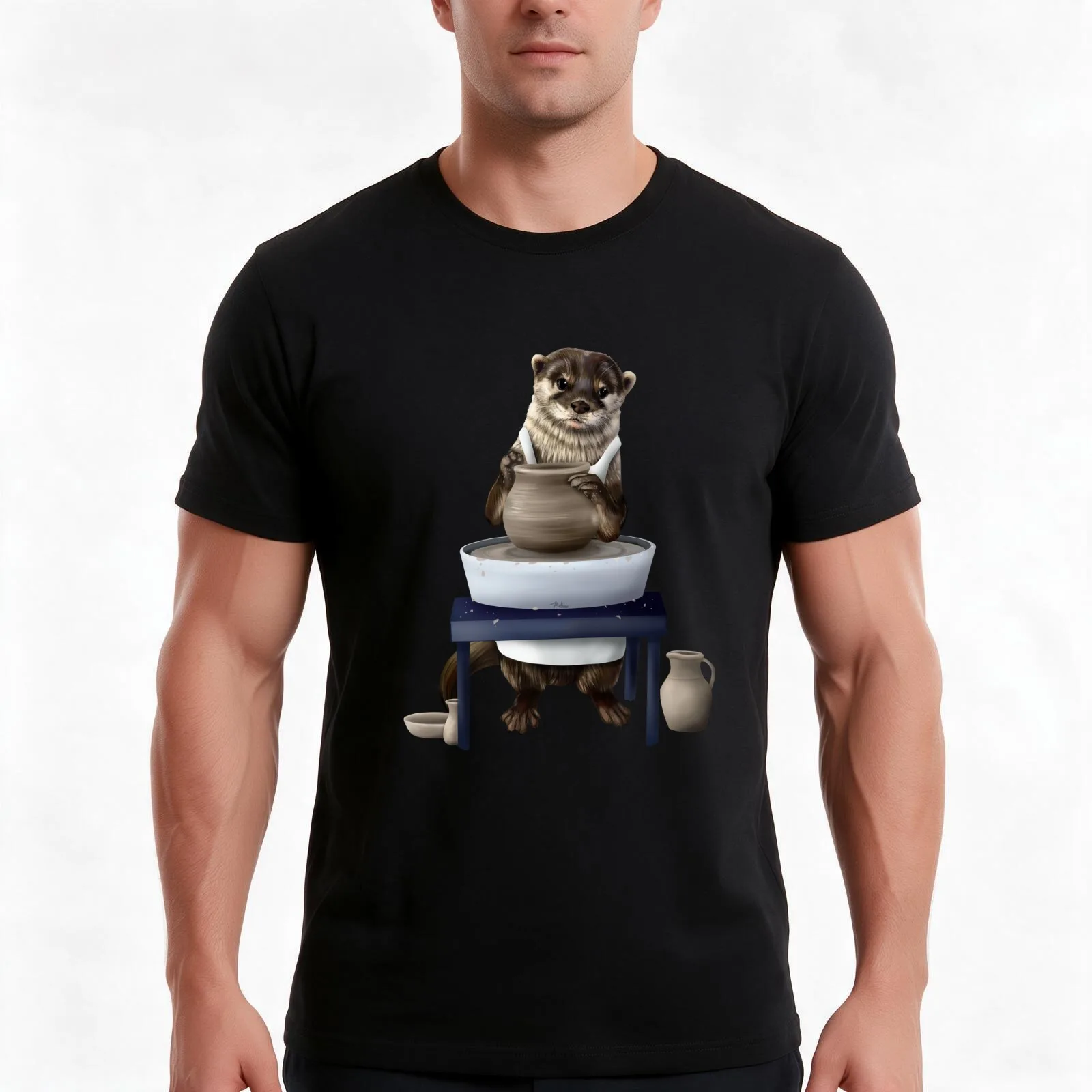 Otter potter T-Shirt Summer Casual Cotton Tee Oversized Streetwear Tops Vintage Graphic Print Loose Fit Short Sleeve