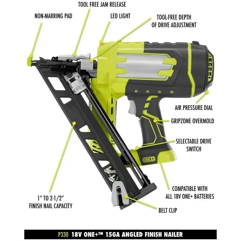 P330 18V ONE  Angled 15 Ga Finish Nailer Battery and Charger Not Included