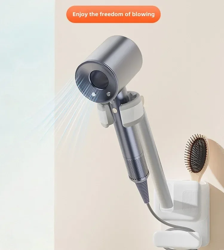 Hair Dryer Holder, Non-Drilling Wall-Mounted Hair Dryer Stand, Bathroom Hair Dryer Storage Rack