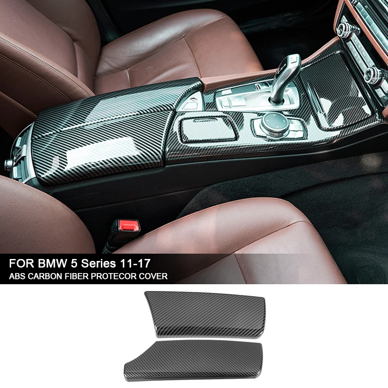 

Для BMW 5 серии F10 F11 F18 2011-2017 ABS углеродное волокно автомобильный центральный подлокотник крышка ящик для хранения защитная крышка отделка наклейки
