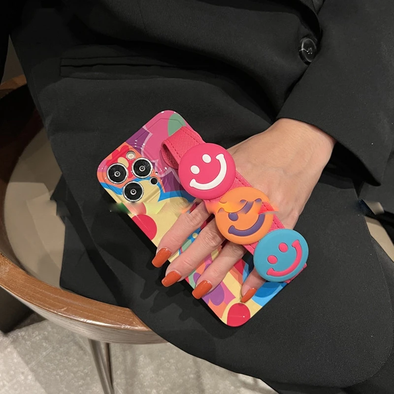 

Simle Cute Design Crossbody Lanyard Strap Girl Phone Case Cover for iPhone 16 15 14 13 Plus Pro Max Flower Print Cover