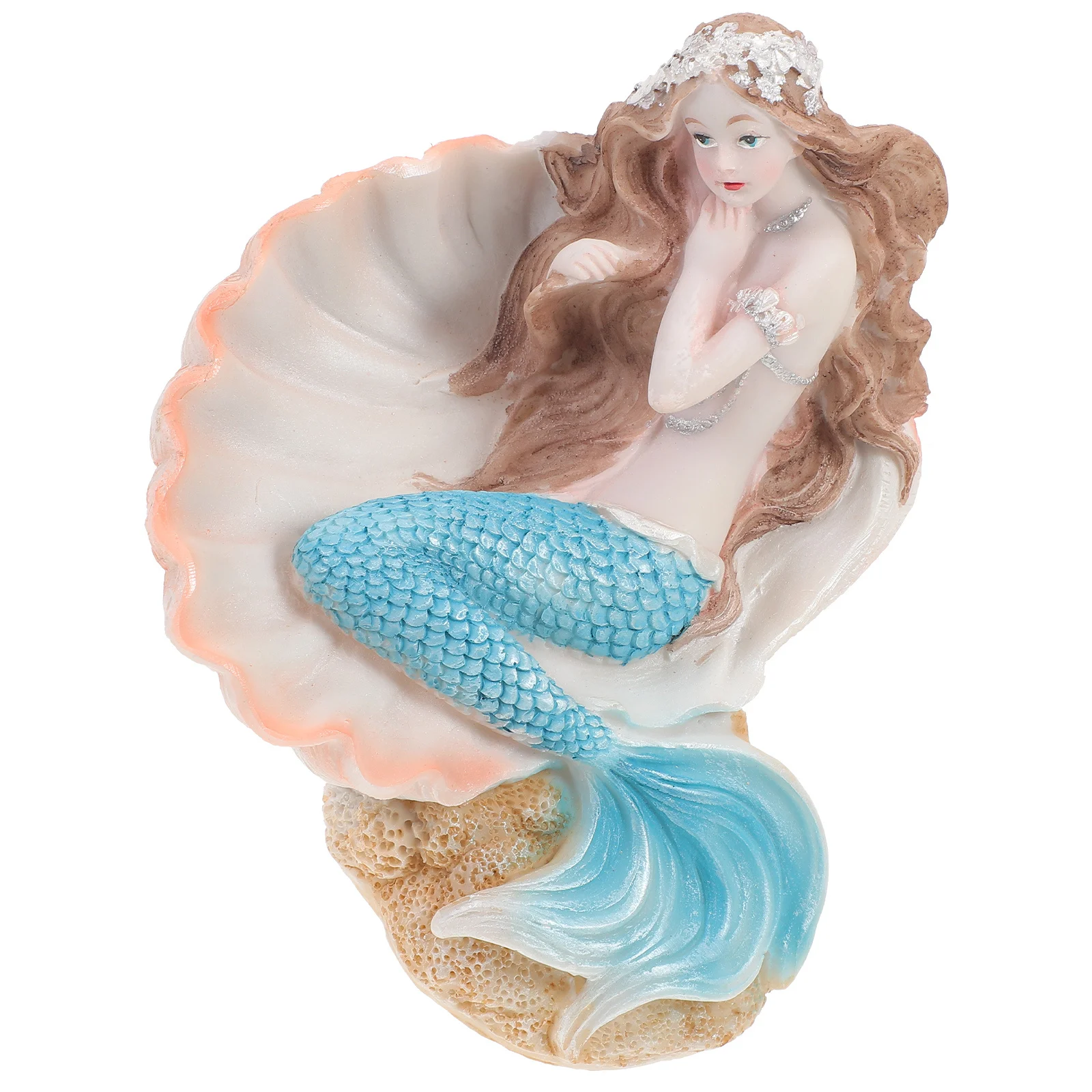 

Resin Mermaid Statue Decoration for Home Desktop Fish Tank Car Indoor Outdoor -Resistant Non-Fading Art Craft