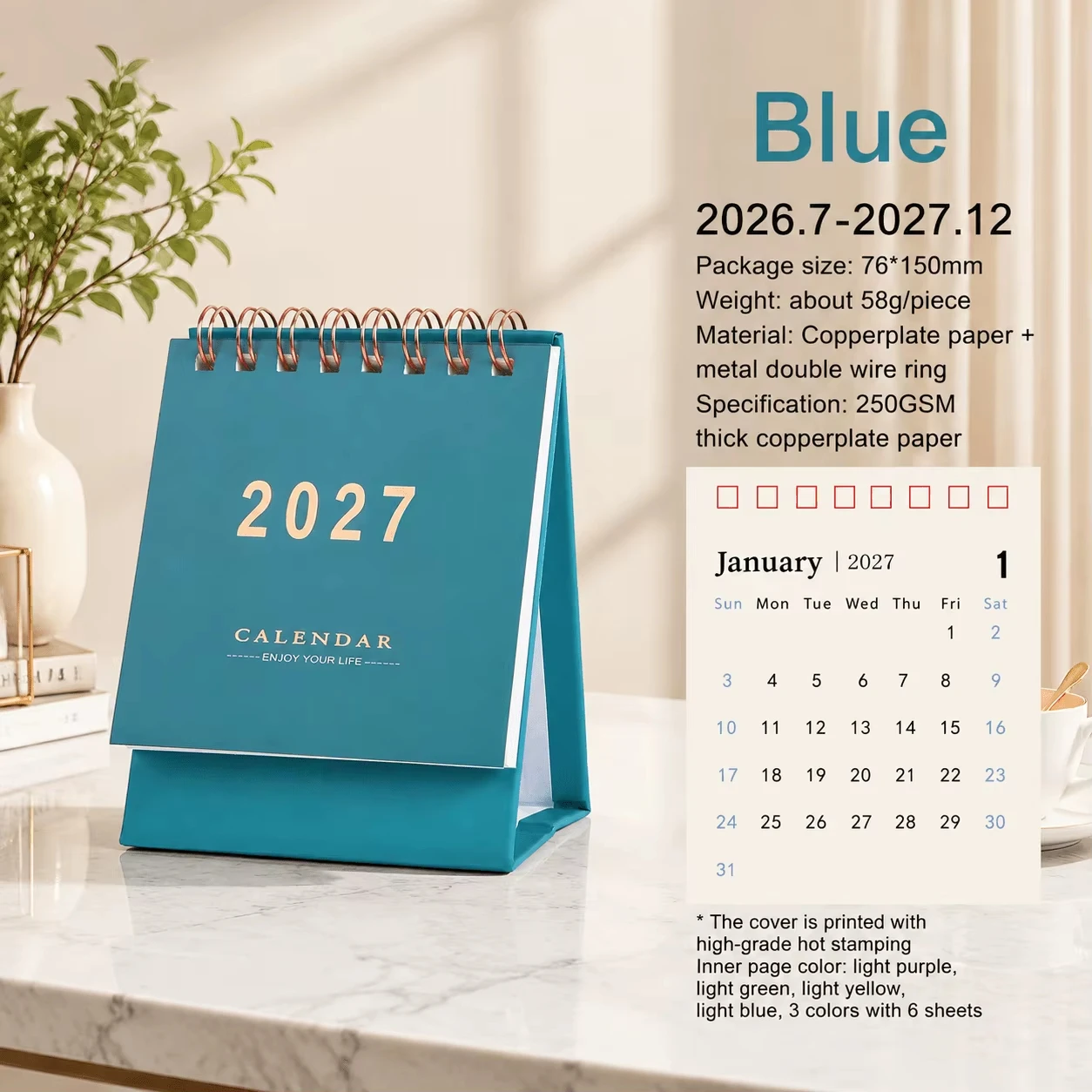 Desktop Planner Spiral Office Calendar English Desk Calendar Writing 18 Months Calendar For Office Desk Workstation Desk