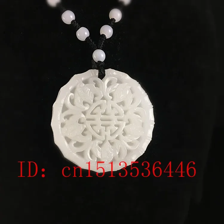 Natural White Jade Dragon Phoenix Pendant Jadeite Necklace Charm Jewellery Fashion Accessories Hand-Carved Man Luck Amulet Gifts