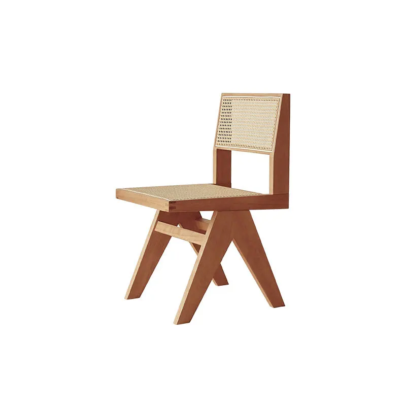 

Rattan chair, all solid wood dining chair, homestay Internet celebrity retro, study, hotel, restaurant, leisure
