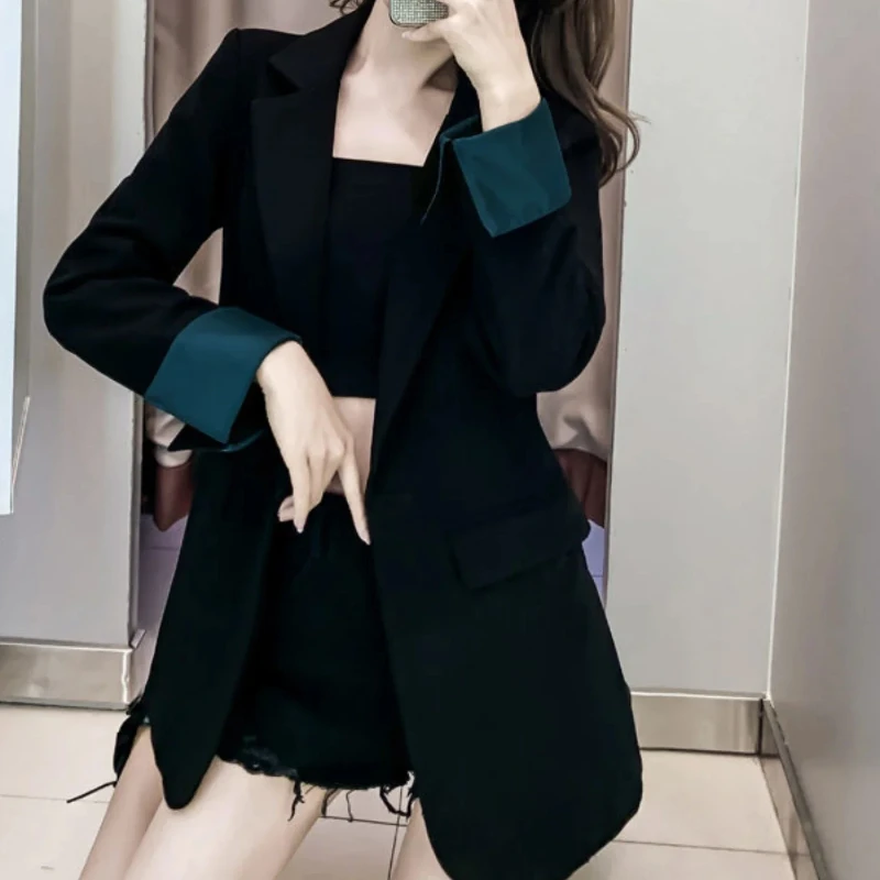 

Slim Spring Autumn Middle Length Blazer Woman Skinny Jacket High Quality Fashion 2025 Outerwears Bring Korean Coats for Women